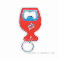 high sale red cup shape soft pvc metal keychain bottle opener